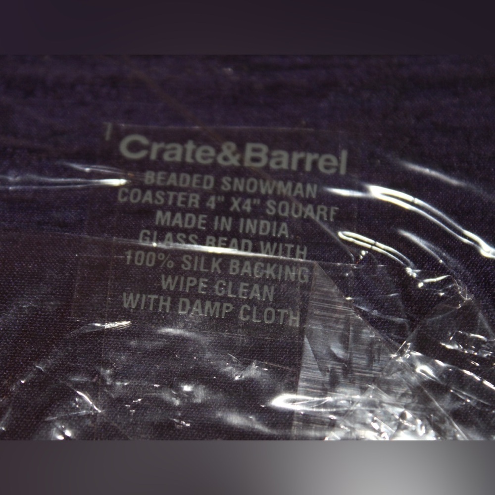 CRATE & BARREL Beaded Snowman Coasters Set of 4 BRAND NEW in packaging HOLIDAY - Picture 5 of 5